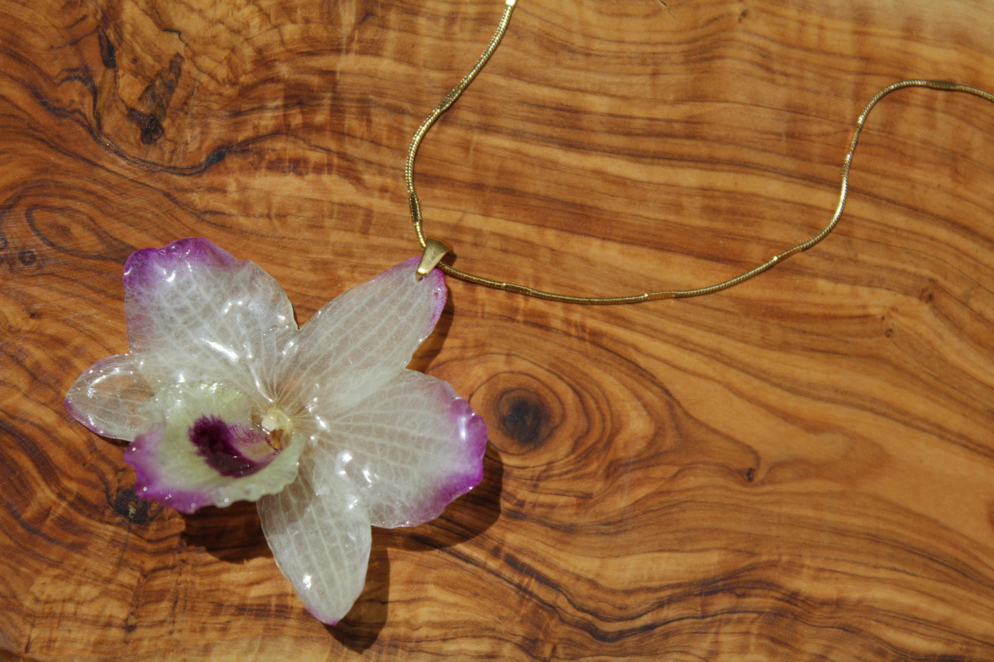 White-Purple Dendrobium Necklace