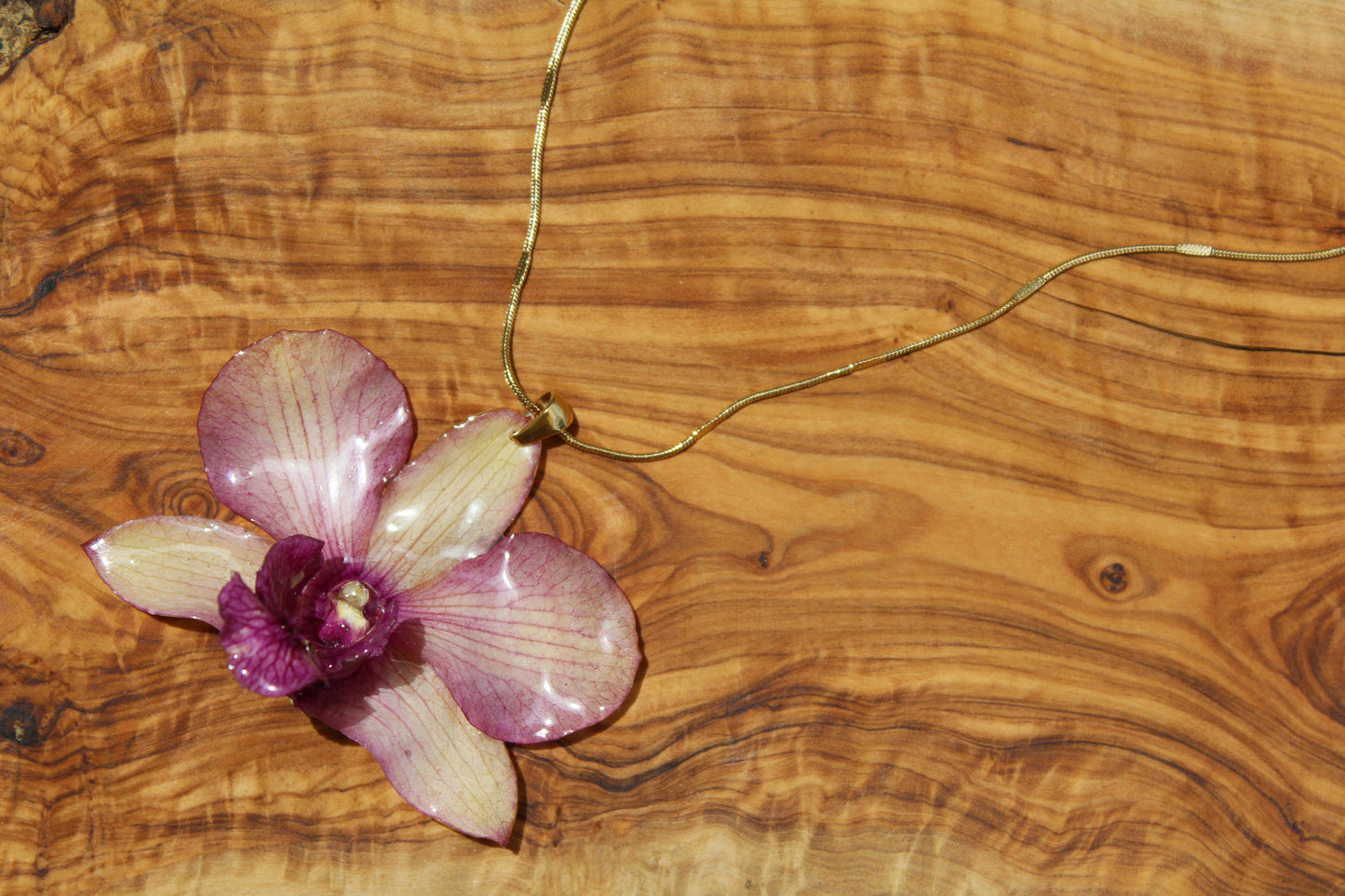 Purple-Yellow Dendrobium Necklace