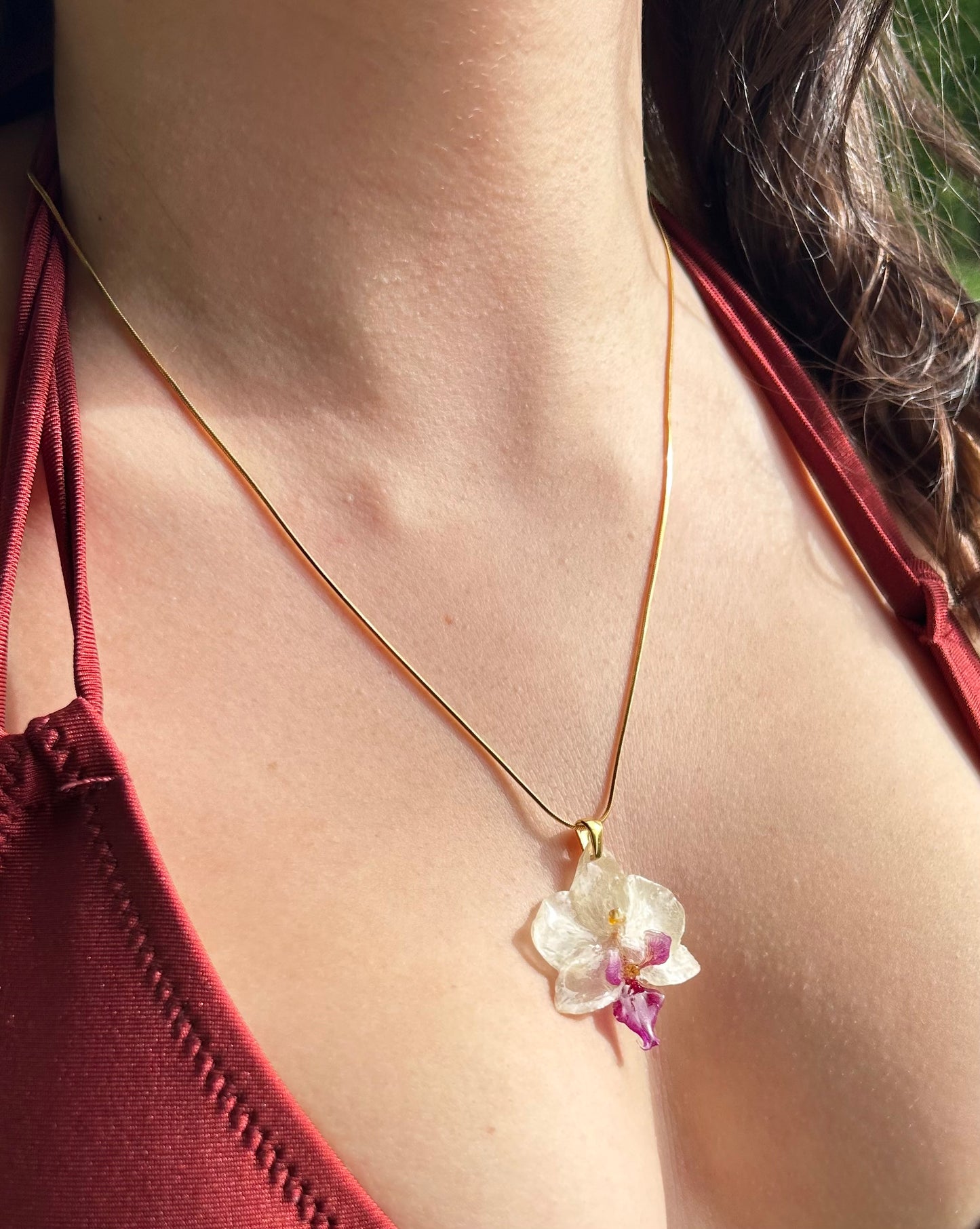 White Mini Phalaenopsis Orchid Necklace