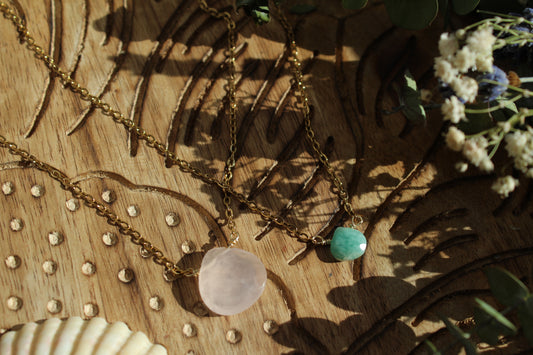 Rose Quartz Teardrop Necklace